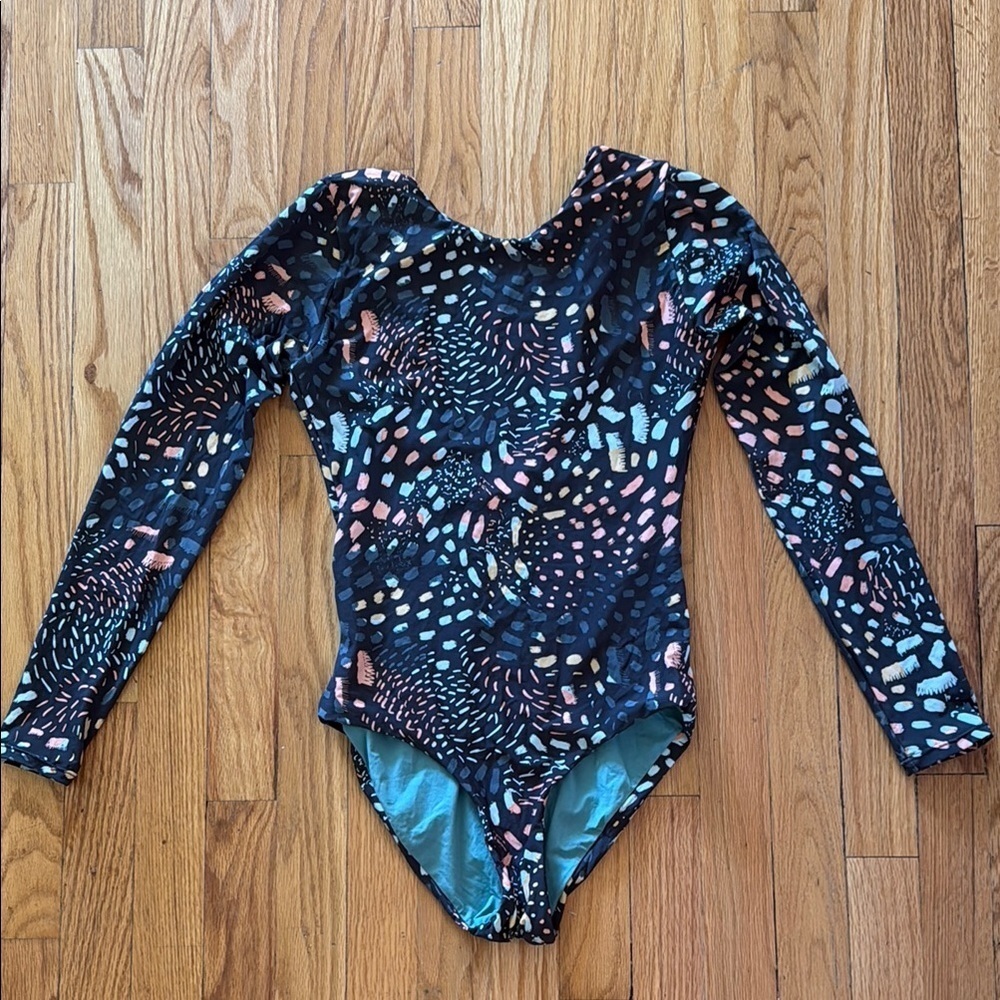 Elegant Black Patterned Long Sleeve One Piece Swimsuit
